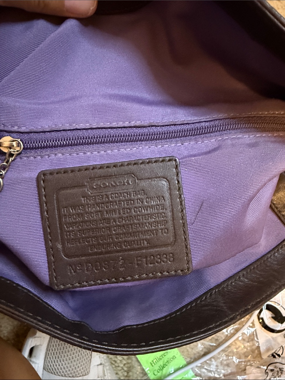 Coach Brown Pebbled Chelsea Leather Shoulder Bag with Contrast Stitching - Picture 11 of 11
